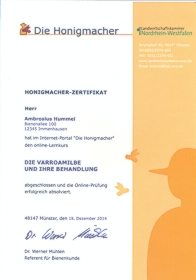 Honigmacher-Zertifikat