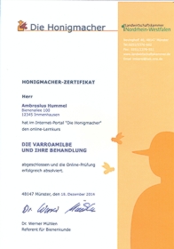 Honigmacher-Zertifikat Honigmacher-Zertifikat